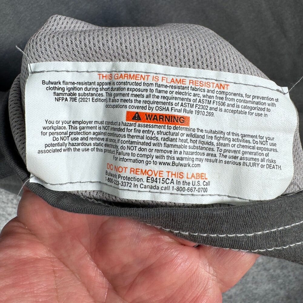 Bulwark FR IQ Series Henley T Shirt Mens L Gray Flame Resistant Workwear NWT - Picture 10 of 14